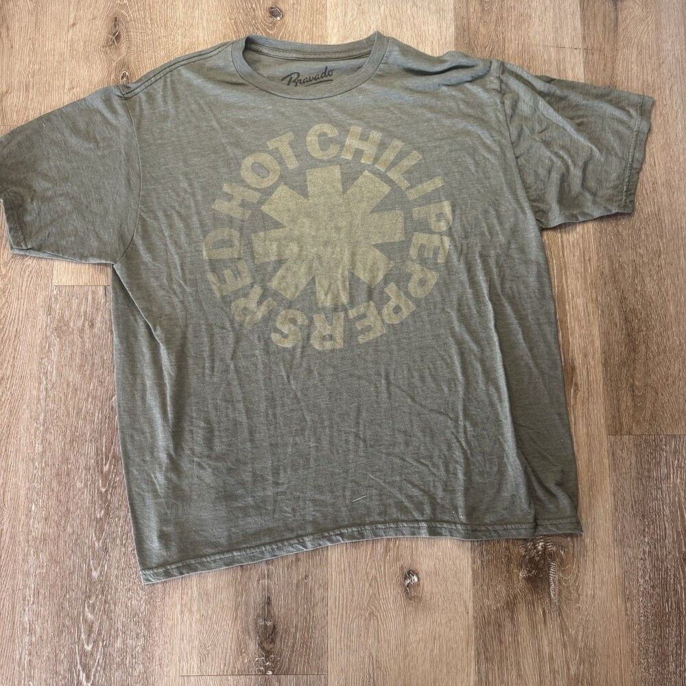 Red Hot Chili Peppers Band Tee Bravado Olive Green Graphic T-Shirt Size L